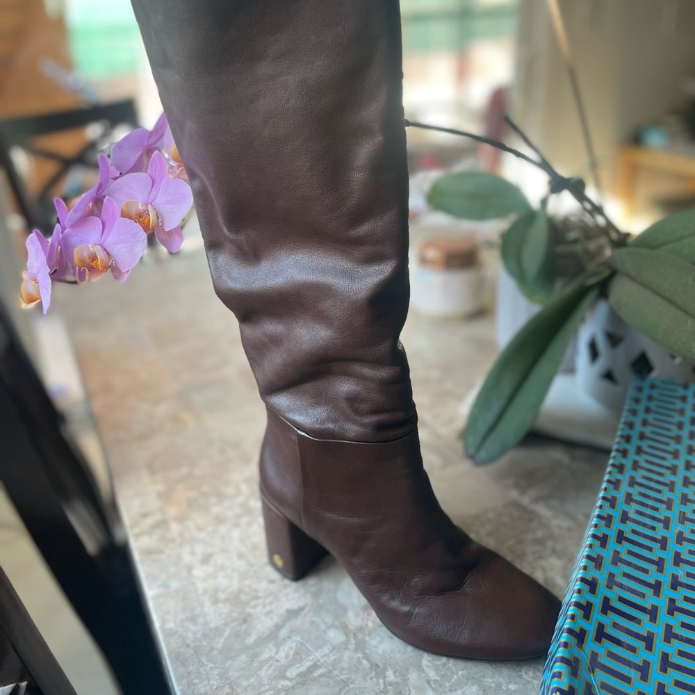 Tory Burch Brooke slouchy Brown Leather Knee-High Boots